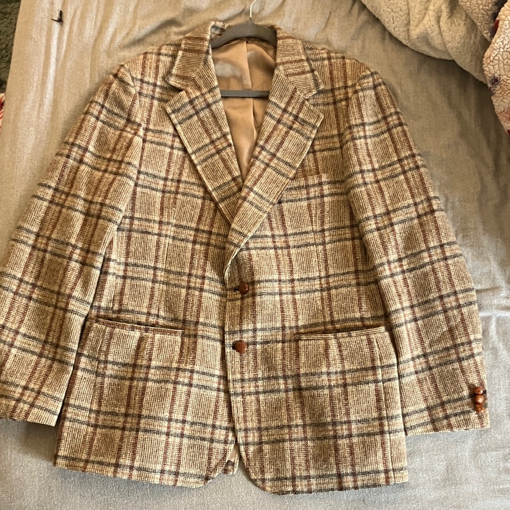 Roos Atkins Classic VintageTan Plaid Men's Blazer